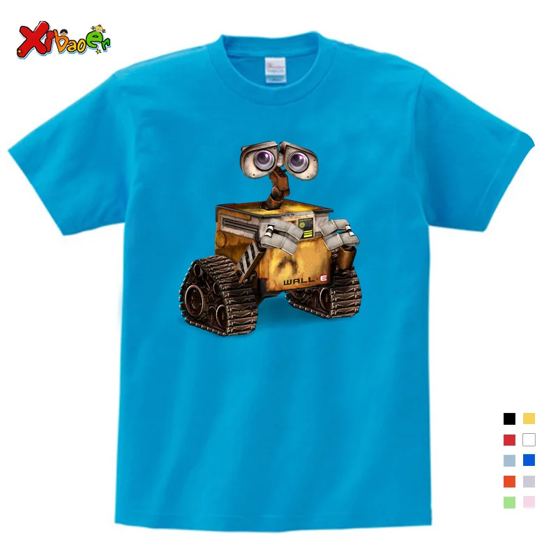 Модные анимация робот милые стены E футболка Модная хлопковая брендовая футболка для детей Новая высококачественная летняя футболка для маленьких мальчиков От 3 до 9 лет