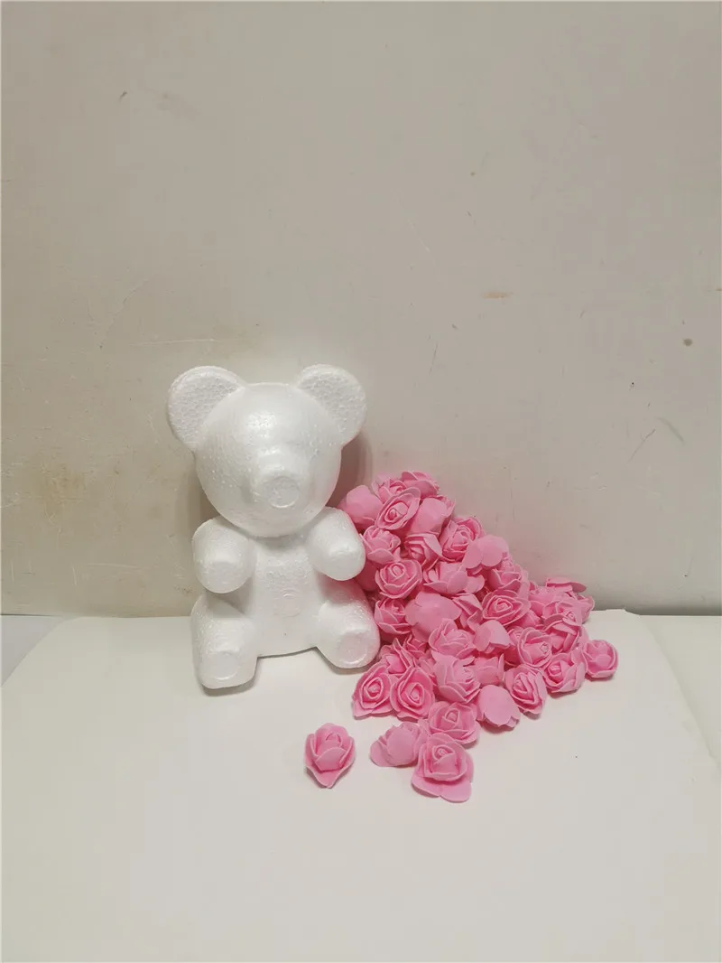 20CM Bear w 200Pink 1 шт. моделирование пенополистирола пенопласт белый пенопласт Мишка форма Тедди на День святого Валентина подарки День Рождения Вечеринка свадебное украшение - Цвет: 20CM Bear w 200Pink
