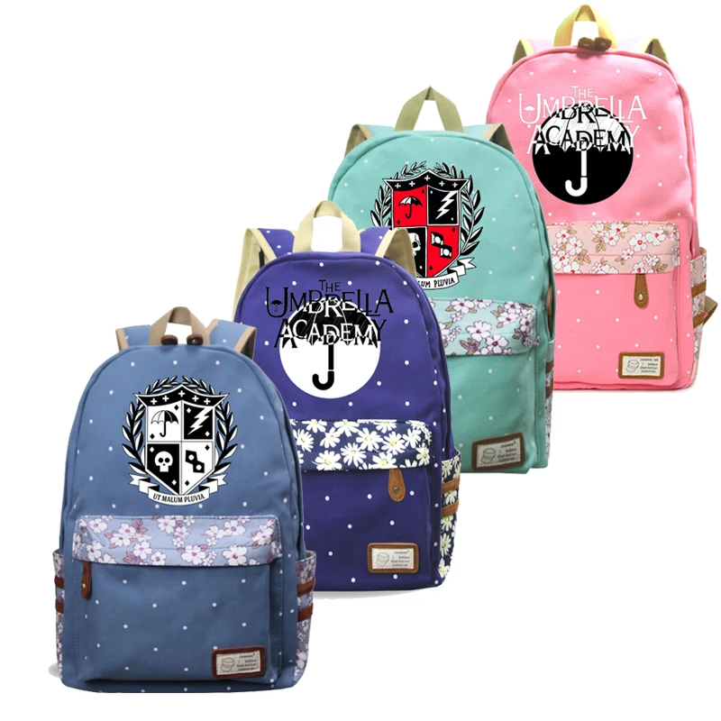 Mochilas Para Mujer Anime Backpack Floral Canvas The Umbrella Academy Bag Pack Bookbag Harajuku School Bags for Teenage Girls | Багаж и