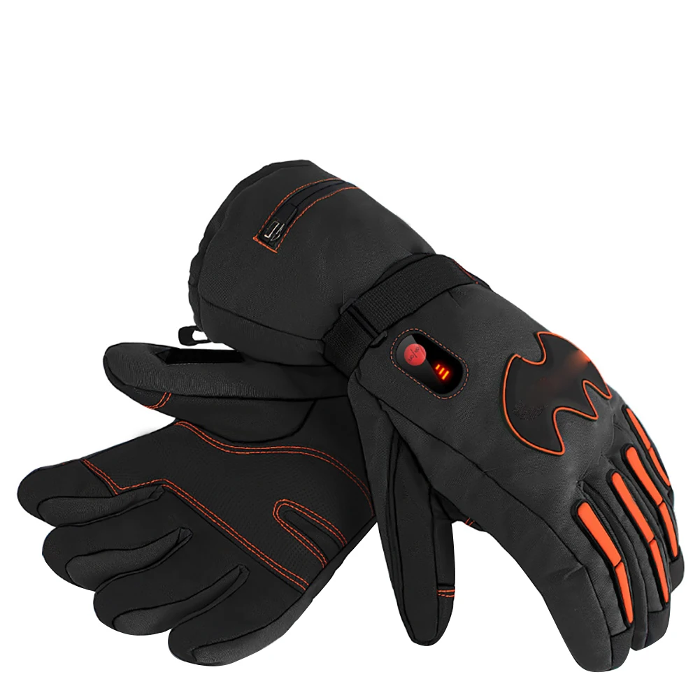 

Practical Warm Winter Waterproof Snow Protective Skiing Gloves Heating Thickened Zippered Anti Slip Five Fingers Outdoor Sports