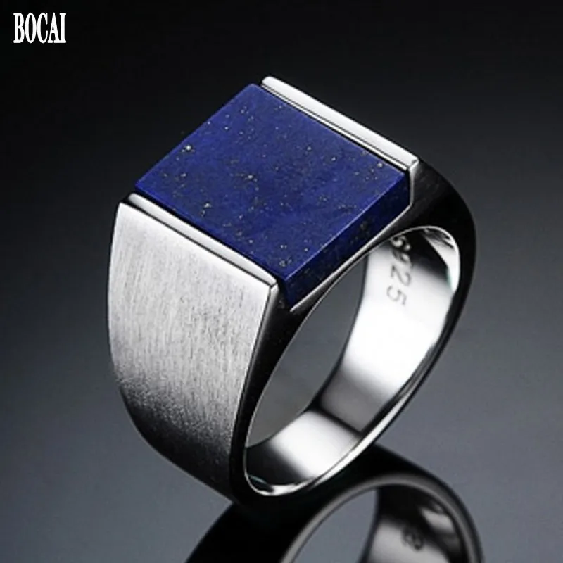 Sterling Lapis Lazuli dome ring size 8 Lapis has silver streaks closed back signed 925 GSI China