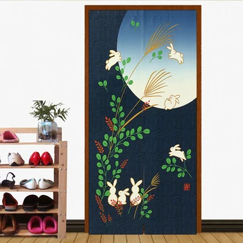

Protective Japanese Style Home Decor Bathroom Restaurants Door Curtain Hanging Drape Tapestry Kitchen Rabbit Printing Sun Proof