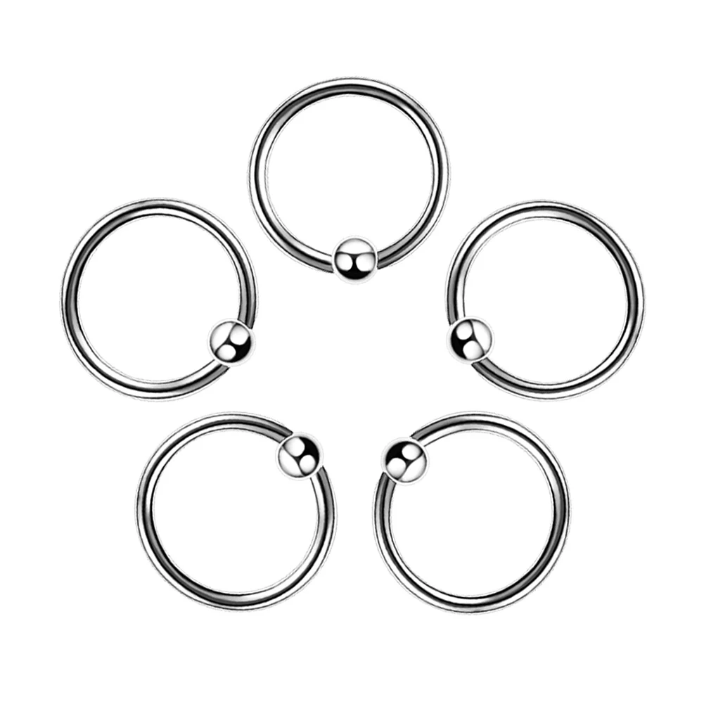 1 Pcs Surgical Stainless Steel Hoop Nose Ring With Ball Nose Rings And Studs Septum Earring Body Piercing Jewelry - Image 4