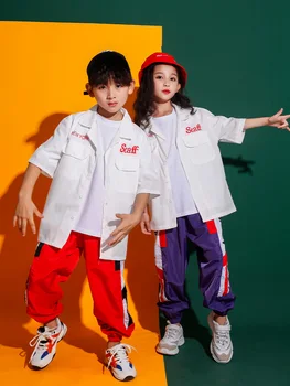 

Girls Boys Ballroom Jacket Tshirt Jogger pants dancing clothing Outfits Kids Modern Jazz Hip Hop Dance Costumes clothes wear