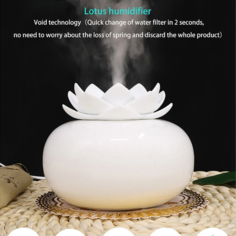 130 Ml Portable Lotus Shape Mini Usb Ultrasonic Air Humidifier Aroma