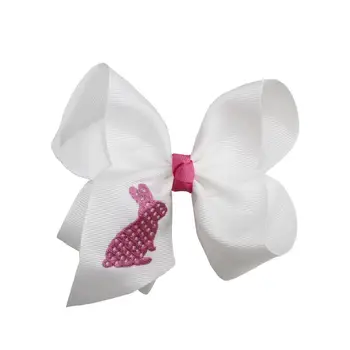 

12 pcs 4 inch easter rabbit back to school hair bows embroidery Hair Clips Bowknot Hairpins Headwear for girls Hair Accessories