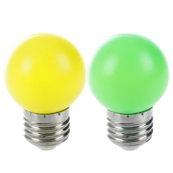 

Top-2 Pc E27 LED Light Warm Green Bulb Plastic Bulb 0.5W Power, Green & Yellow