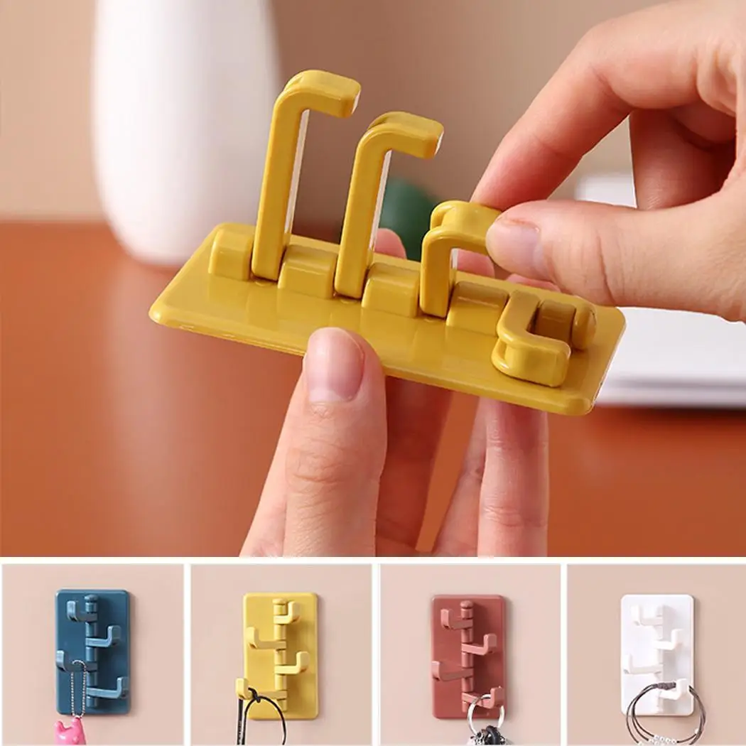 1PC Durable Strong Dustproof Seamless Rotating Hook Home Wall 4 Color hooks for Kitchen Bedroom |