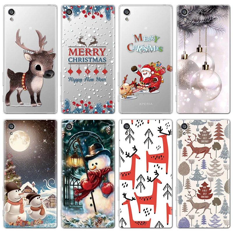 

Pattern Winter New Phone Case For Sony Xperia X XA1 XZ XZ2 XZ3 10 Ultra Plus Compact Clear Soft Case Cover Snowman Santa Claus