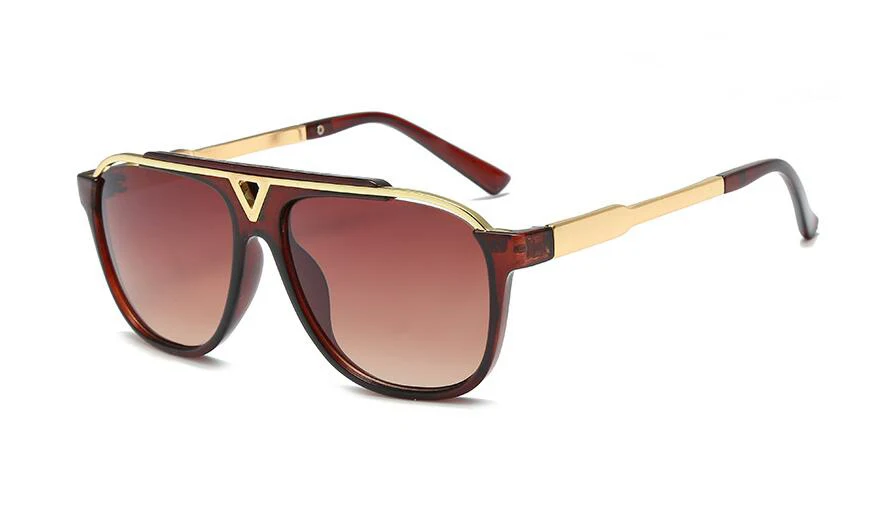 Pawes последние продажи популярные модные мужские дизайнерские солнцезащитные очки квадратная металлическая комбинированная оправа высокое качество Anti-UV400 линзы - Цвет линз: BROWN