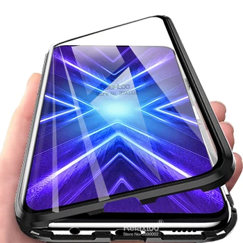 Перейти на Алиэкспресс и купить Магнитный чехол honor 9x для huawei honor 9X Premium Global, двусторонний чехол из закаленного стекла, бампер для honor 9X9 X STK-LX1, чехол