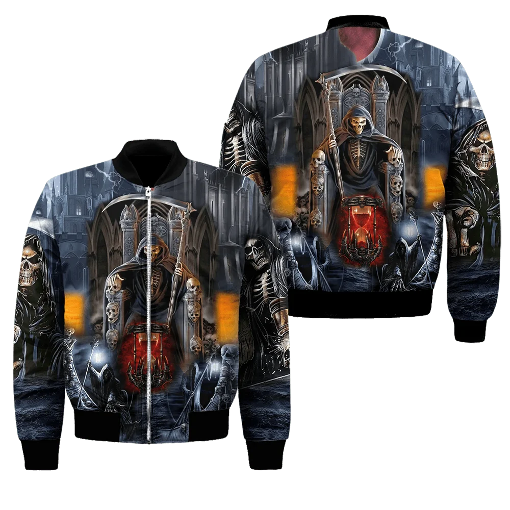Männer Mode Bomber Schädel Tattoo Muster 3D All Over Gedruckt Winter Zipper Jacke Casual Unisex Harajuku Streetwear Mantel FX-03 – Detail 1