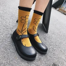 Jeseca японский Kawaii цветочный принт девушки милые носки осень зима рождественский подарок для женщин Harajuku Винтаж уличная одежда