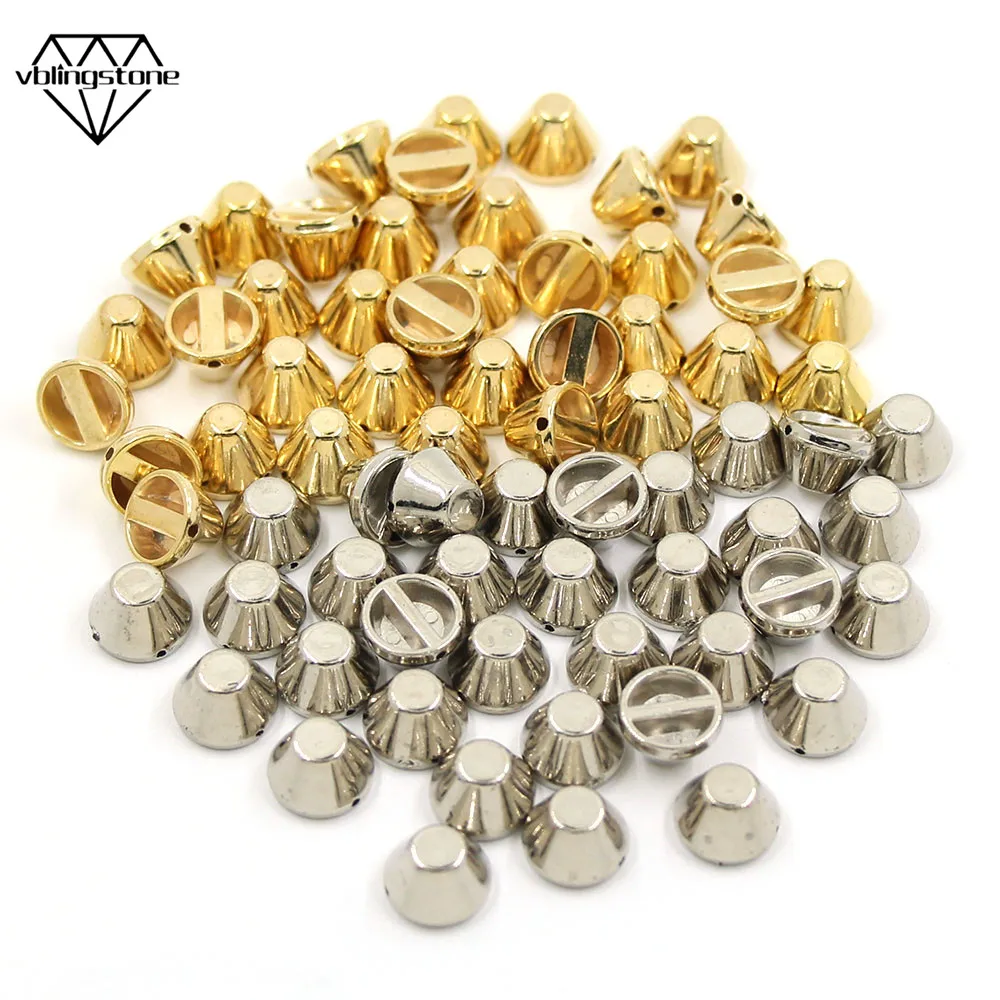 

100Pcs CCB Bucket Studs 6/8/10MM Plastic Gold Sliver Rivets Sewing Punk Rock Rivet For Leather DIY Crafts Garment Accessories