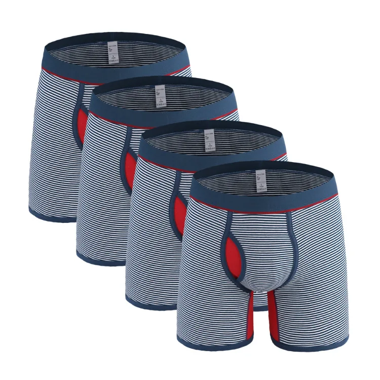 4Pcs 0710 B4 4 шт./партия, высококачественные мужские трусы, мужское нижнее белье из хлопка, большие размеры, для мужчин, модные сексуальные мужские длинные трусы-боксеры - Цвет: 4Pcs 0710 B4