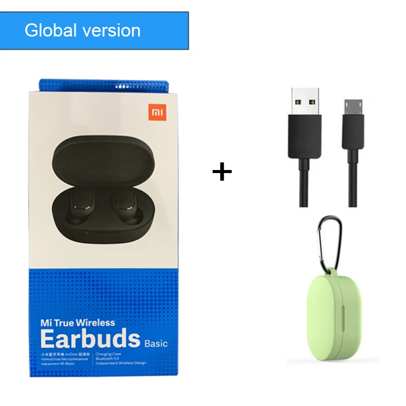 Оригинальные беспроводные наушники xiaomi Redmi Airdots TWS, голосовое управление, Bluetooth 5,0, подавление шума, управление краном, быстрая - Цвет: global green case