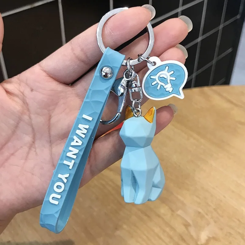 Cute Dinosaur Fox Keychain Cat Key Ring Cotton Stuffing Cartoon PU Rabbit Key Chain Creative Car Bag Phone Panda Key Ring
