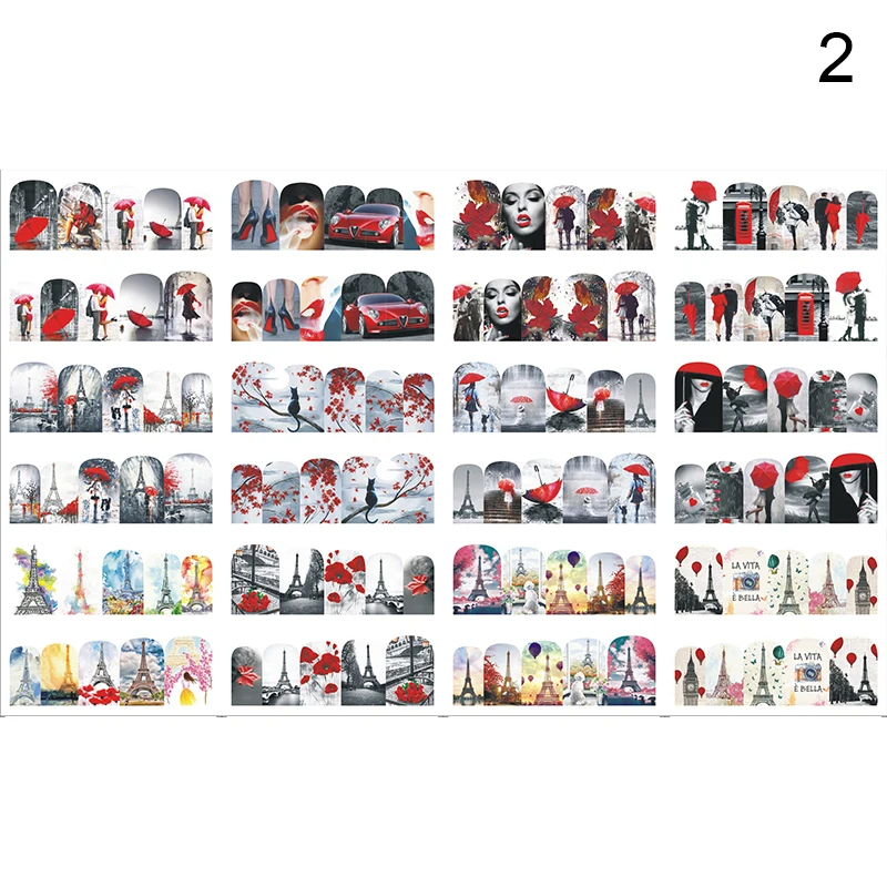Pattern 24 LEMOOC, 12 видов, Набор наклеек для дизайна ногтей, смешанный дизайн, переводная наклейка, слайдер, обертывание, все для маникюра, украшения для ногтей - Цвет: Pattern 24