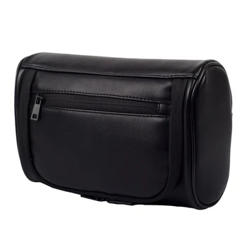 

Men Multifunction PU Leather Waterproof Large Capacity Fashion Zipper Closure Makeup Bag With Carry Handle Toiletry Wash Storage