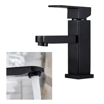 

Bathroom Black Paint Square Basin Faucet Single Handle Washbasin Mixer Tap MOLC