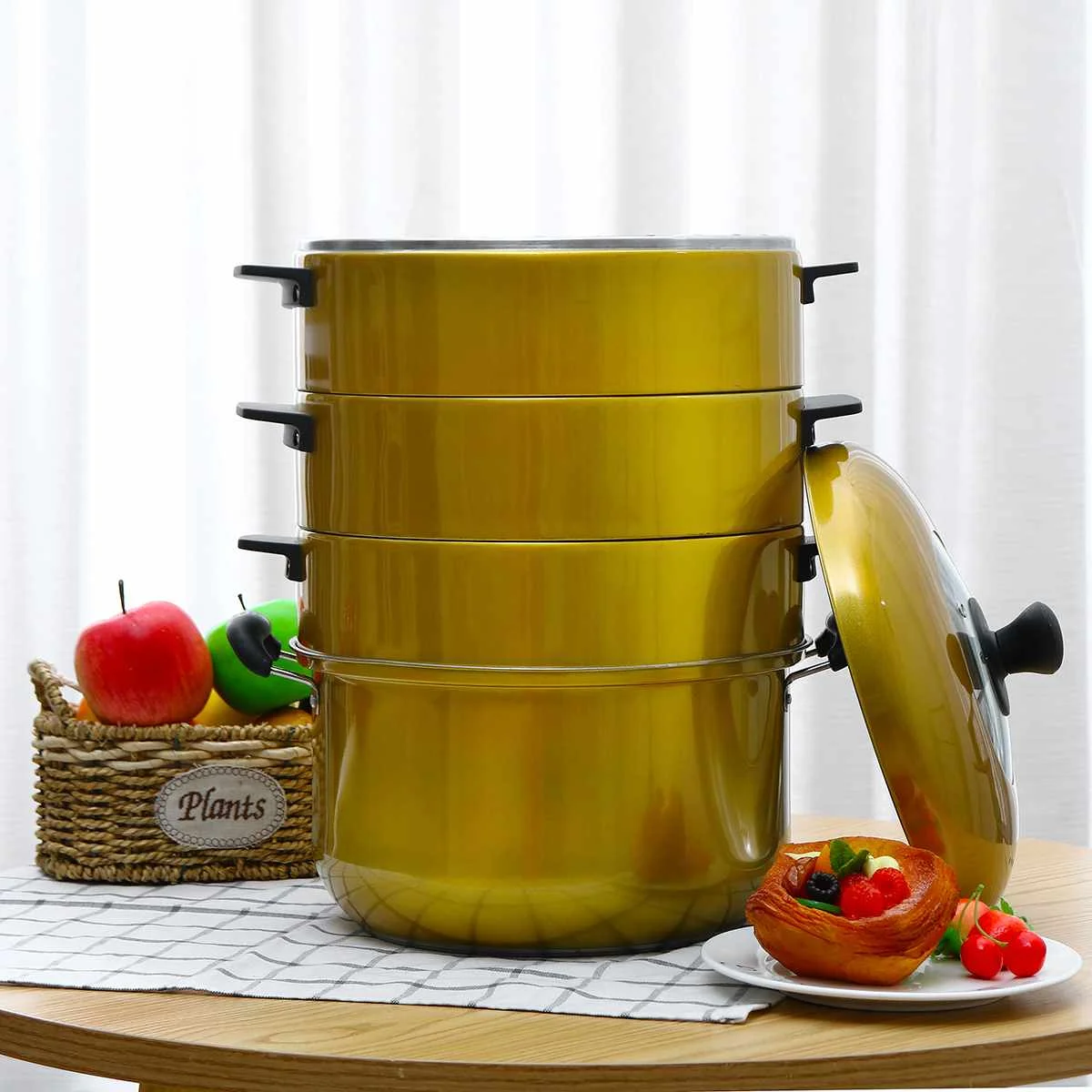 

30cm 4-Layer Soup Pot Steamer Fast Steaming Stainless Steel Thicken Steam Boiler Multi-functional Cookware Durable Steam Pots