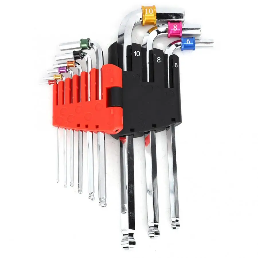 9Pcs Wrench Hex Socket CR-V L-Shape Hand Repair Tool 1.5/2/2.5/3/4/5/6/8/10mm Mid-Length/Lengthen/Star Hex/Hex Spanner