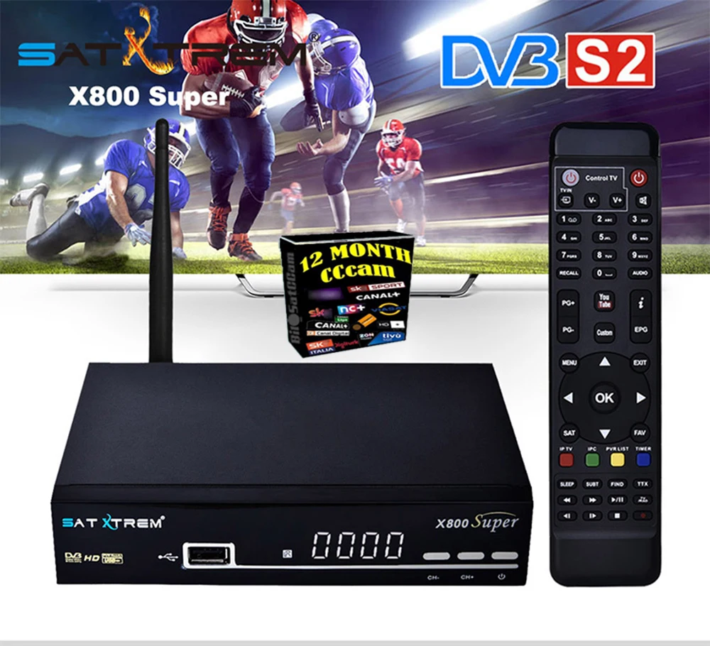 Satxtrem X800 супер HD Ccam спутниковый ресивер с MT7601 Wifi USB DVB S2 1080P рецептор ТВ тюнер приемник Azamerica Испания