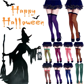 

JK Thigh high Socks Christmas Stripe Stockings Halloween Over Knee Woman Socks Cosplay Women's Long Socks medias de mujer D30