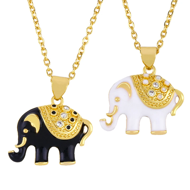 Delicata collana con ciondolo a forma di elefante in argento: ottone placcato rodio - Italia