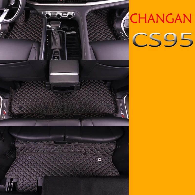 Lsrtw2017 для changan cs95 кожаные автомобильные коврики ковры аксессуары интерьера авто ножные matten - Название цвета: black red wire