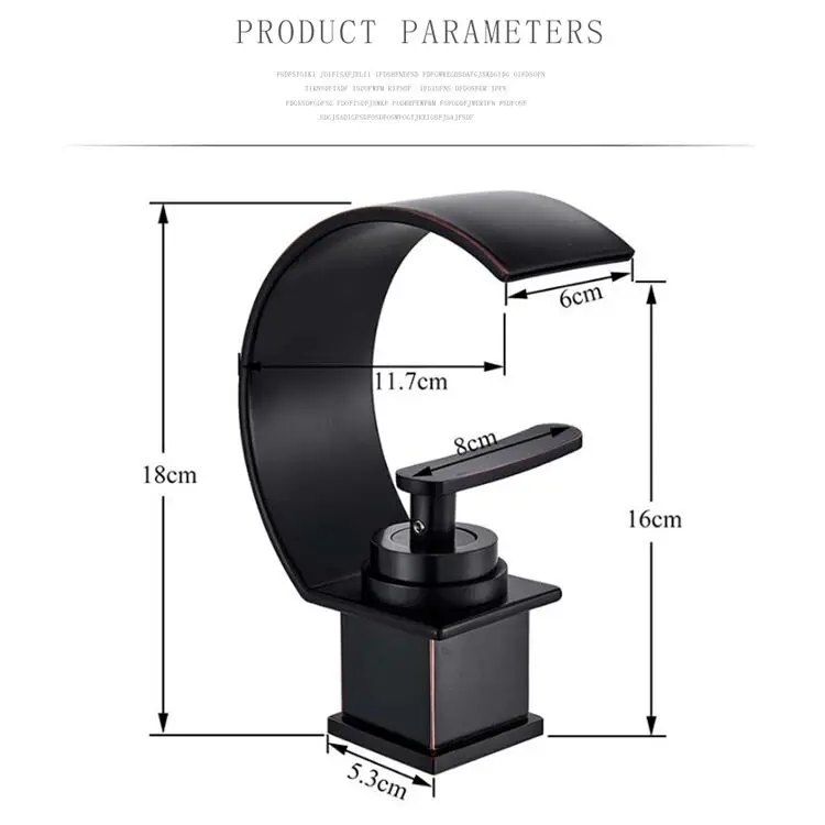 Basin Faucet Waterfall Black with Brushed Bathroom