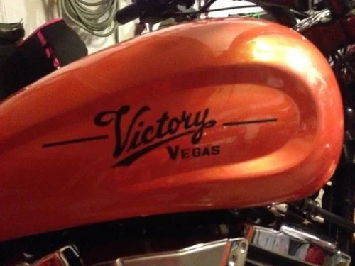 PAIR of silver Victory Vegas Decals Gas Tank USA stickers motorcycle motorcycles 