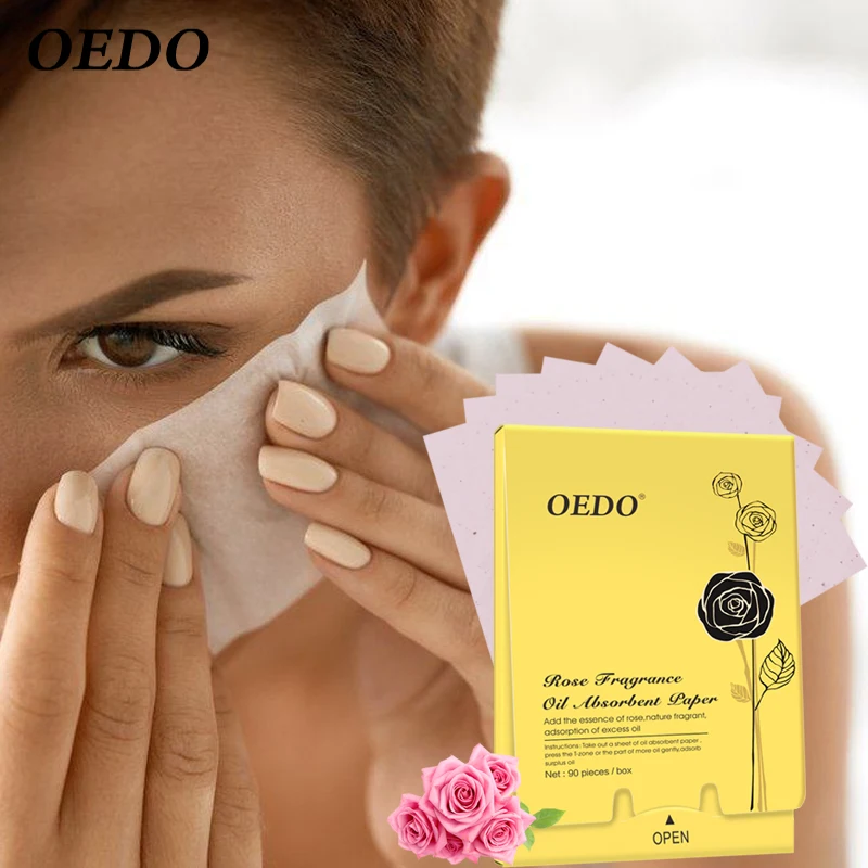 

OEDO Rose Fragrance Oil Absorbent Paper Oil Absorbing Oil Control Whitening Shrink Pore Face Care Smooth Make Up Beauty 90PCS