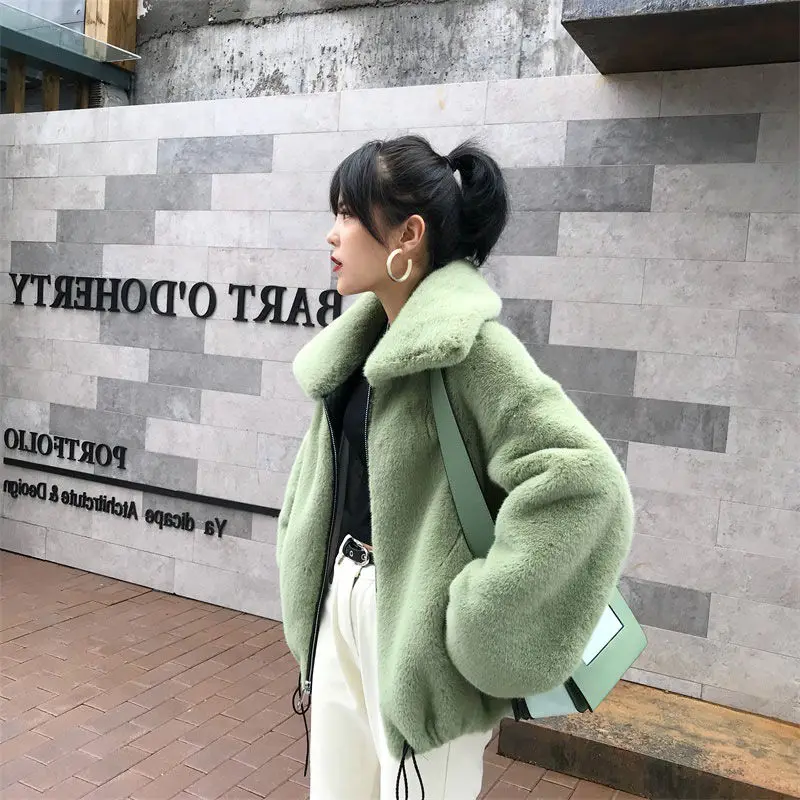 Женское меховое пальто новое осеннее и зимнее свободное утолщенное теплое имитирующее Шор с рукавом летучая мышь женское меховое пальто - Цвет: see chart