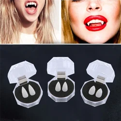 2 pçs/set dentaduras dentes vampiro zumbi fantasma diabo presas adereços traje festa fantasia vestido acessório sa874494