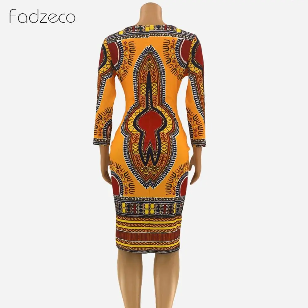 Платье Fadzeco в африканском стиле для женщин, платье с принтом Дашики, платье в Африканском национальном стиле, платье с v-образным вырезом, платье в африканском стиле