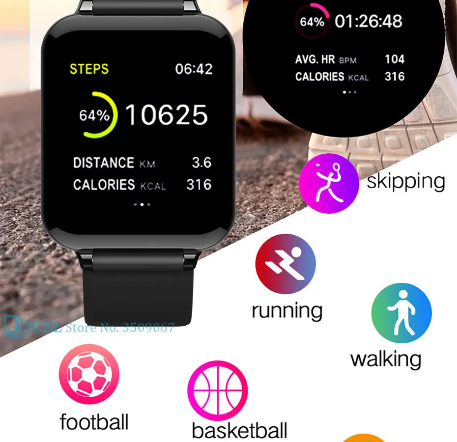 Умные часы B57, водонепроницаемые, спортивные, с шагомером, для Iphone MI Phone, Смарт-часы, HR/BP, функции монитора для взрослых/детей, мужские часы