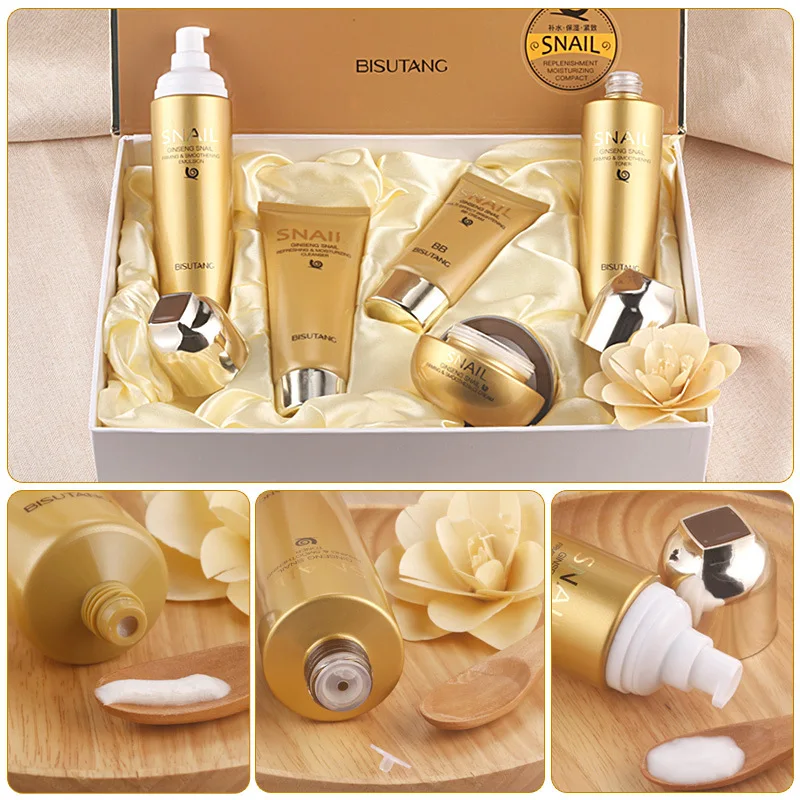 

Su Tong Bi Red Ginseng Snail Set Compact Bomb Slip Moisturizing Cleaning Concealer Skin Care Product Set Manufacturers Wholesale