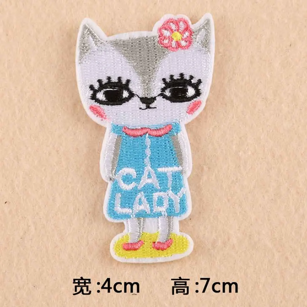 Lip Cat Lady Candy Heart Eisen auf bestickte Kleidung Patches für Kleidung Aufkleber Kleidungsstück Großhandel