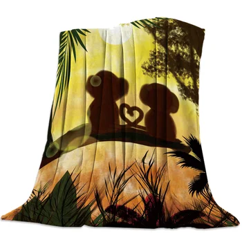 

Sunset Jungle Lover Monkey Bed Cover Bedspread Blankets Flannel Cover Throw Wrap Hypoallergenic Improve Sleep Minky Fleece