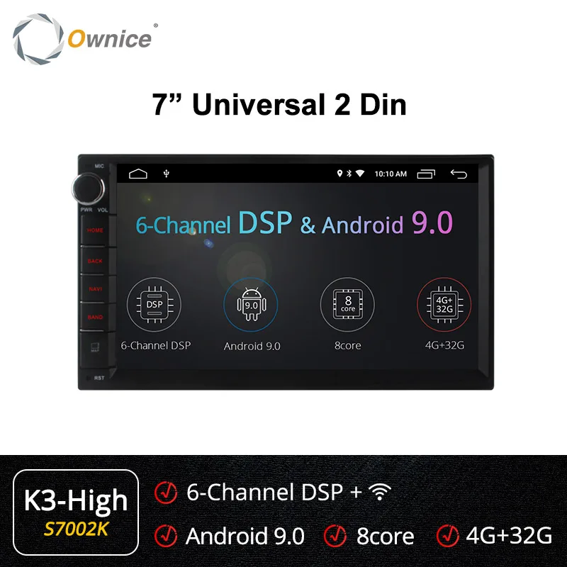 S7002 K3-High Owice Android 9,0 Octa 8 ядерный K3 K5 K6 Радио 2 din универсальный автомобильный Радио плеер gps без dvd поддержка 4G LTE DSP сеть DAB+ TPMS - Цвет: S7002 K3-High