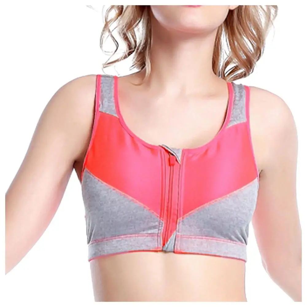 Hot pink Женское нижнее белье, без кольца, спереди, на молнии, бюстгальтеры для фитнеса, чашка, воздухопроницаемость, белье для активных видов спорта, одежда для сна, лето и осень, BR3M - Цвет: Hot pink