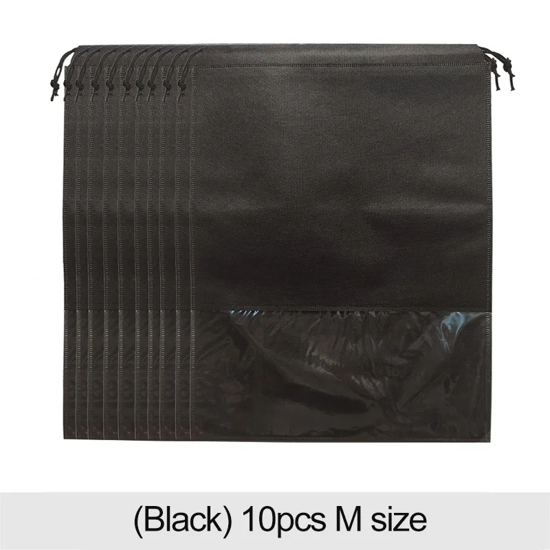 M-Black Органайзер для шкафа, Нетканая сумка для хранения обуви, переносная сумка для путешествий, водонепроницаемая сумка с карманом для одежды, сумка для хранения 10 шт - Цвет: M-Black