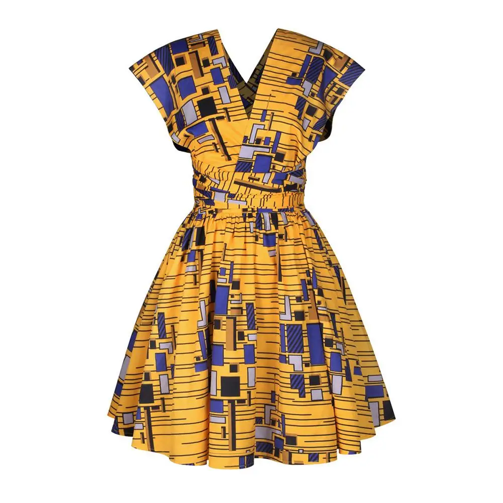 Для женщин в богемном стиле африканских Цветочный принт сексуальная V образным