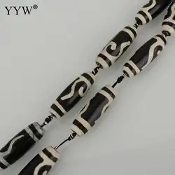 Натуральный Тибетский оникс Dzi Beadswedding ювелирные изделия колонны цилиндр белый и черный 40x14x14 мм отверстие: около 2,5 мм