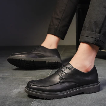 

Men's casual shoes leather men bluchers shoes Comfortable outdoor fashion round toe leather shoe oxfords Flat Sneakers men