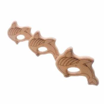 

1Pcs DIY Cartoon Whale Natural Beech Wooden teether Pacifier Chain 3C Safety Certification Wooden Baby Teether Toys for Newborn