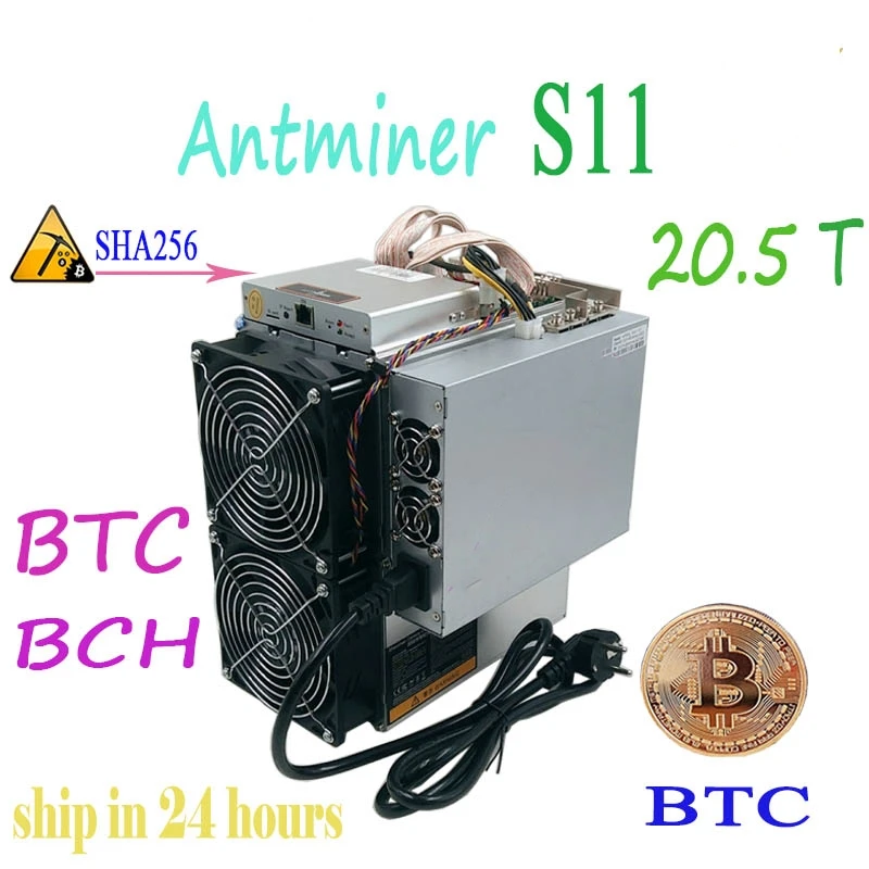 Б/у Antminer S11 20,5 T 16nm asic SHA256 BTC BCH Майнер сервер WhatsMiner с PSU