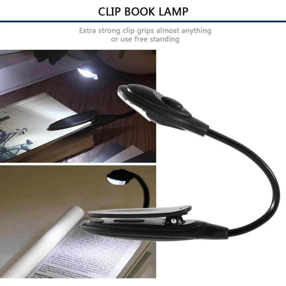 

Mini Flexible Clip-on Bright Booklight Led Travel Book Reading Lamp White Light Hot Book Night Light Curved Light Guide