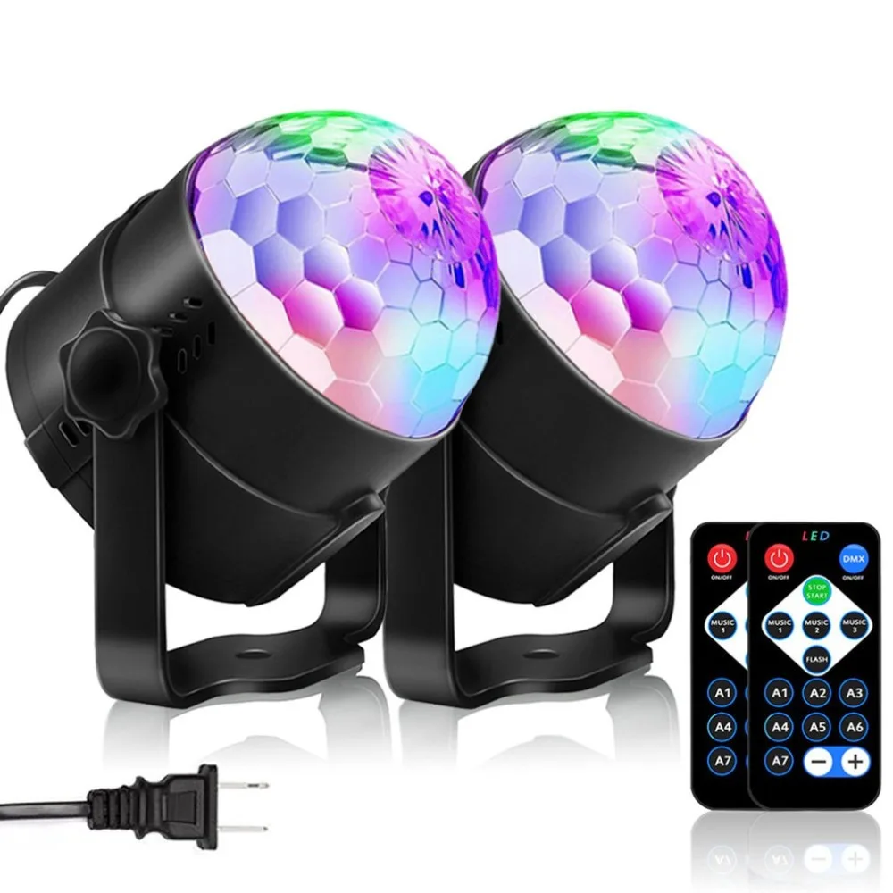 6-Color Mini Disco Stage Crystal Magic Led Stage Ball Light Lamp With Voice Remote Voice Control Beauty